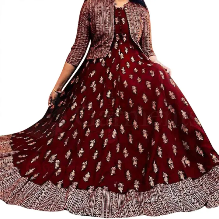 Exclusive Designed Gown 1piece Long Kurti Different Koti, Gown Long Kurti for Stylish Women